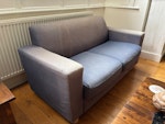 Sofa and small dehumidifier 2 seater fabric sofa dimensions 150cm (width) x 70cm (depth) x 80cm (height).

Small dehumidifier dimensions 48cm (height) x 28cm (width) x 18cm (depth)

The sofa will have to be collected from the reception room on the ground floor of the house. W4 - removed for £100