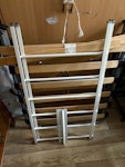 wooden cupboard, foldaway bed Large wooden cupboard (fairly heavy), foldaway bed with one slat missing, and other slats need putting back in, metal from metal shelf unit RG45 - removed for £125