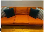 Sofa - 3 Seat - Orange Holly 3 Seat Sofa in Marrakesh Easy Cotton (2years old - perfect condition, no tears and no stains)

Color: Orange

Measures:
width 216cm
height 72cm
depth 88cm HA8 - removed for £0