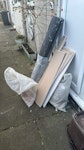 plasterboard, 3 bags, plastic plasterboard offcuts, 3 bags, rolled up plastic sheets W10 - removed for £65