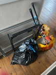 golf clubs rackets dry racks golf clubs, rackets, a steamer cleaning machine, coffee machine, drying racks, a pair of shoes, fitted bed sheets and then a few miscellaneous bits TW8 - removed for £45