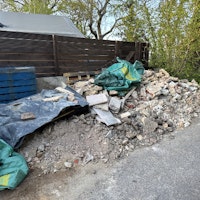 Pile of rubble collected by T & O waste services