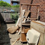 DIY waste including furniture Small sofa, bookcase, chest of drawers carpet waste, old sink and general pieces of wood CR0 - removed for £150