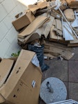 Boxes and builder waste mostly cardboard boxes from new kitchen parts and units as well as MDF offcuts, old kitchen waste, tiles and rubble. SE25 - removed for £125