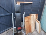 Shed clearance Old desk, excercise equipment, planks, mattress, plastic parts, old barbecue, fishing rods B27 - removed for £120