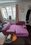 Large 3 seater l-shaped sofa Solid Kramfors sofa still structurally sound. Fabric is scruffy/faded/bit dirty. One two inch hole. Kramfors covers still available from IKEA to fit. BN1 - removed for £95