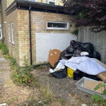 Rubbish sacks mattress sofa About 15 bin bags. I small leather 2 seater sofa. Some cushions. Single mattress. CB1 - removed for £115