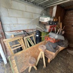 Chicken wire, timber, plastic Moving garage, you’ll find bits of timber, some small wooden constructions (chairs) plastic buckets, vintage bike, wheelbarrow, old wheels, trolleys, floristry foam, two big galvanised buckets, SW9 - removed for £140