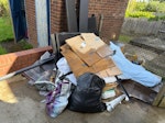£60broken bed frame carpet etc broken bed frame carpet cabinet carpet and household junk. everything in the picture needs collecting and disposing HA8 - removed for £95