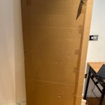 Wooden table, usable Wooden table in used condition. One leg is slightly wobbly due to a loose screw, but fixable. Item is currently indoors, easy access from lift. E14 - removed for £50
