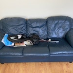 Three Seater & two seater sofa One blue three seater sofa and one two seater sofa. Possibly reusable. TN14 - removed for £120