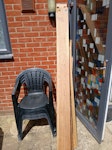 Wood, chair, double mattress Double mattress, plastic garden chairs and a dismantled double wood based DE22 - removed for £120