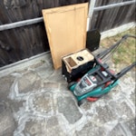 house waste 2 frame pics, lawnmower, 3 table glasses and speaker box. SE12 - removed for £35