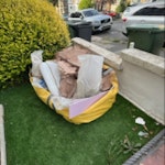 steel mesh and plaster steel plaster mesh approx 8m2, and 9-10 bags of plaster waste from demolition of partition wall, one small roll of carpet and small amount of plaster board off cuts. SE14 - removed for £120