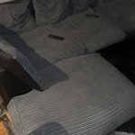 3 seater L shape grey sofa Grey 3 seater L shaped sofa. Has rip cushion cover but can be replaced/ covered. Reusable. ME5 - removed for £65
