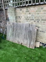 fence panel, offcuts of fence collected by M&V waste Clearance