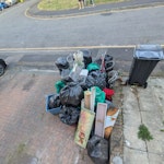 House clearance misc junk Post tenancy house clearance, a lot of random things including duvet and pillows, car seats, metal racks, old mops, bags of misc IG8 - removed for £100