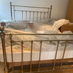 7 items of furniture 1 double bed with mattress
1 small sofa
1 chest of drawers (possibly fixable and reusable)
1 wardrobe (reusable)
1 bookcase
2 side tables (reusable)
Step free access and parking available but will need to carry it to the van. TN13 - removed for £250