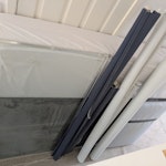 Mattress,shower screen,blinds Big mattress, roller blinds, shower screen, small headboard, one thin wood board IG8 - removed for £125
