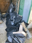 plaster board 13 small rubble bags of plasterboard with plaster. Roll of flooring protection. Wooden trellis. W7 - removed for £100