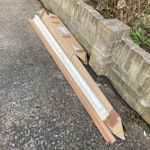 Foldable door, packaging Plastic foldable door, cardboard packaging. Length around 2m E7 - removed for £50