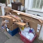 Moving in packaging Moving in packaging cart (flat boxes, plastics packaging material) W4 - removed for £60