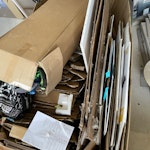 cardboard boxes and plastic large cardboard boxes (most precut) so should be simpler to pack and two medium sized boxes of general waste (plastics, old cables etc) and some spare tiles. SK7 - removed for £100