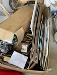cardboard boxes and plastic large cardboard boxes (most precut) so should be simpler to pack and two medium sized boxes of general waste (plastics, old cables etc) and some spare tiles. SK7 - removed for £100