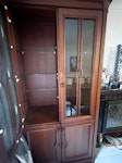 cabinet, table, chairs, sofa Dining table with 8 chairs, large display cabinet, electric piano, 3 seater sofa HA6 - removed for £125