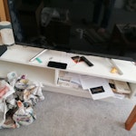 Sofa, arm chair, dining table 1x sofa, 1x arm chair, 1x 180cm dining table (disassembled already) 1x small TV rack, disassembled trampoline, small ironing board and a picture panel HP5 - removed for £160