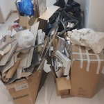 tiles, wood, general rubbish tiles, rubble boxes and general waste BD1 - removed for £150
