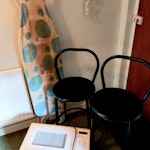 Microwave, stools, iron board Non working microwave oven. Two black metal stools. Ironing Board BN3 - removed for £35