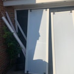 X2 mirror doors - fitted ward Two mirrored doors from fitted wardrobes and skirting bits. All in photo against garage door. NE7 - removed for £50