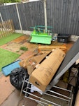 double bed & mattress & other cardboard waste, broken down slide, x2 kallax units, double bed and mattress (frame will be broken down), headboard. B92 - removed for £90
