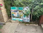 Boxes, timber, lawn mower Packaging boxes, mechanical lawn mower, toilet macerator, old wooden shelving unit, viroc (cement particle board), garden trellis SE10 - removed for £60