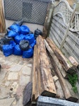 Soil, wooden sleepers, sink 25-30 Rubble bags of soil, 13 wooden sleepers an old sink, garden furniture set (consists of 1 x 2 seater, 1 table & 2 chairs) and garden ottoman ME14 - removed for £300