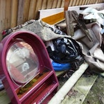 Wood.Carpet.Basin pedestal Old wood.Carpet bits.Basin Pedestal.Wall mirror. TS22 - removed for £240