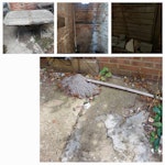 Mixed waste and furniture 1. 4 pallets and 1 wooden panel made from pallet wood
2. Outdoor wooden shelves
3. Dining table and 4 dining chairs
4. Disassembled ikea shelving unit
5. Wooden changing table top
6. Old mop
7. Old blind
8. 4 black bags of discarded hardcore material
9. Wooden garden table
10. Men's Bike
11. Old rusted spade
12. Broken long tree clipper
13. Long pieces of thin wood
14. 5 - 10 Pieces of concrete
15. Leaves/garden waste
16. Discarded suitcase
17.Small wooden shoe rack
18. 10-15 roof tiles NW2 - removed for £200
