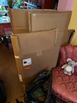 frames, cardboard boxes - poster frames
- cardboard boxes and bag of recycling SE13 - removed for £40