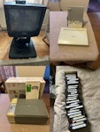 Television, bag of postcrete. 1. Television (54cm)
2. Roller Blind (74 cm)
3. Television Stand
4. 28 VHS Tapes
5. Half Bag of Postcrete 
6. One Plank of wood (95 * 5 * 2 cm)
7. 2 Hot water bottles, etc
8. Photocopier (42 * 27 * 16 cm)
9. Bubble Jet Printer
10. Glass Light Shade (48 cm)
11. Various cans
12. 50 Cassette tapes
13. 24 floppy disks
14. 10 CDs
15. Brkn Plant Pot 12cm W5 - removed for £125