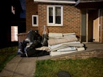 Carpet & gripper disposal Hi, I have several rolled-up carpets, underlay, gripper rods (with nails), and some black bin bags containing flooring insulation, small DIY waste and some packages. 1/3 of the brown bin. access shown as photo.. GU1 - removed for £180