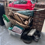 yard junk, umbrella, boxes I’ve got some yard junk (old brooms/mop/buckets/etc) from an old shed, an old umbrella, and some boxes I need to get rid of E5 - removed for £60