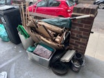 yard junk, umbrella, boxes I’ve got some yard junk (old brooms/mop/buckets/etc) from an old shed, an old umbrella, and some boxes I need to get rid of E5 - removed for £60