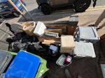 General waste and bags 12 Rubble bags, old cardboard boxes, old plastic shelf units and various other waste items as photographed WD24 - removed for £120