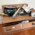 Two cardboard boxes + rubbish Two large cardboard boxes containing miscellaneous rubbish W6 - removed for £50