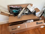 Two cardboard boxes + rubbish Two large cardboard boxes containing miscellaneous rubbish W6 - removed for £50