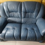 2 seater leather sofa Have a barely used leather sofa in dark blue colour. The sofa is located on second floor, 2 seater and weighs about 60kg and can slide on the carpet. HA4 - removed for £75