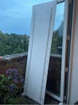 Long wooden plank 7 foot x 2 foot wooden plank with two shelving brackets attached N7 - removed for £50