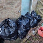 Cans, glass bottles, cardboard Empty cans and glass bottles in refuse bags; some cardboard; possibly 1 bag of household waste. Max 15 bags total. BR1 - removed for £150