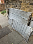 Aluminium shed (taken apart) We have 5 or so bags of waste, wood, out front, as well as a galvanised shed that we have taken apart at 2 Ivy Crescent (around the corner) W4 - removed for £200